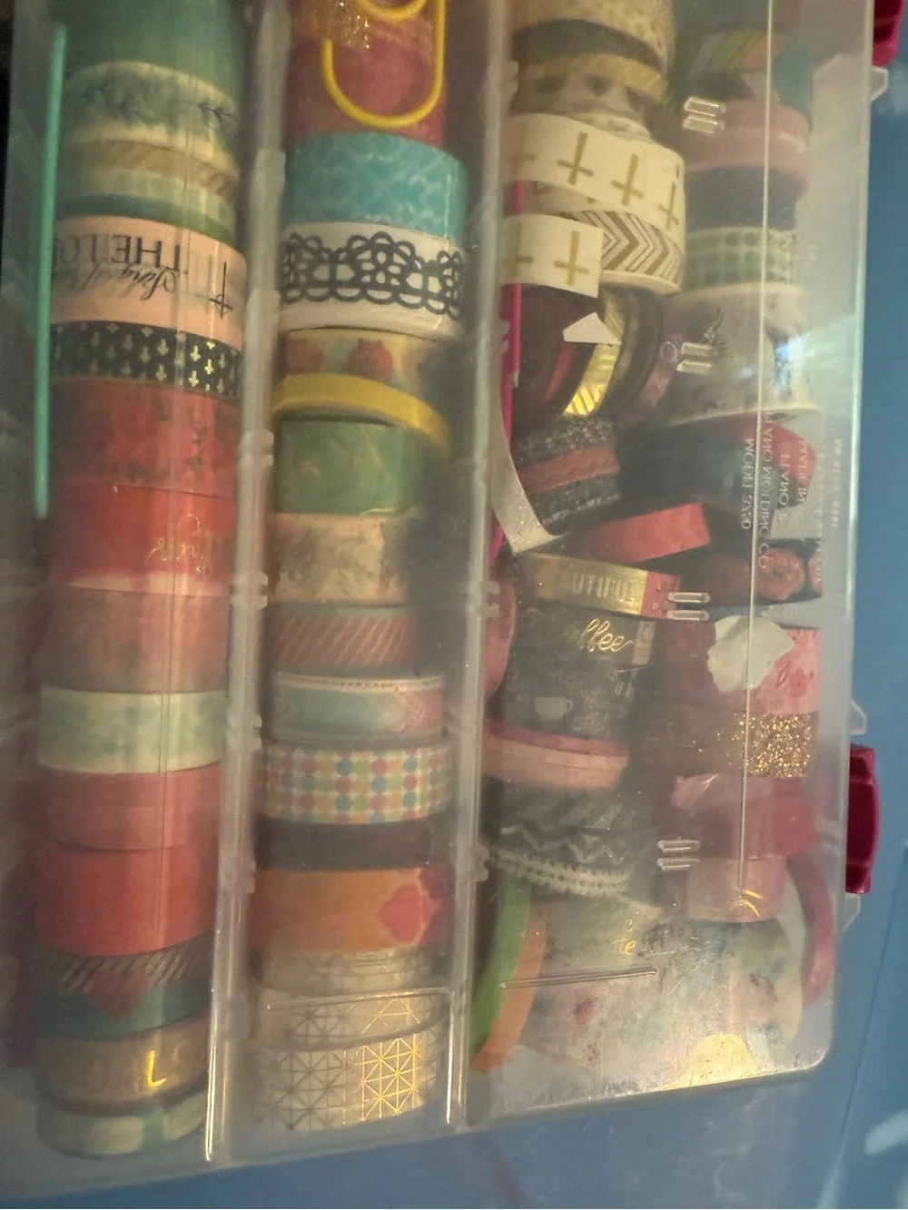 Huge Washi Tape Collection Lot with Clear Storage Organizer Box – 80+ Rolls